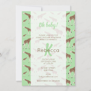 Invitation Giraffe Jungle Safari Baby shower animal