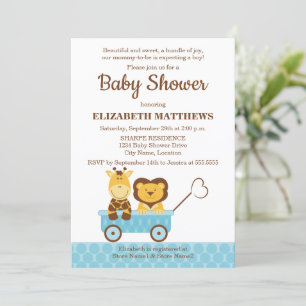 Invitation Giraffe lunaire et Baby shower de lion