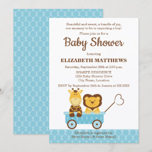 Invitation Giraffe lunaire et Baby shower de lion