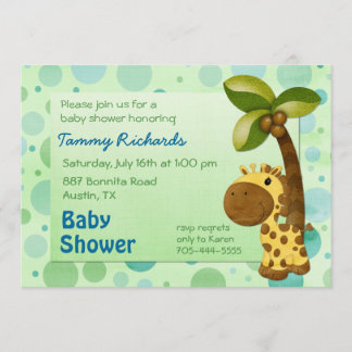 Invitation Giraffe pois - Baby shower neutre