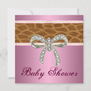 Invitation Giraffe rose Baby shower de boue diamant Invitatio