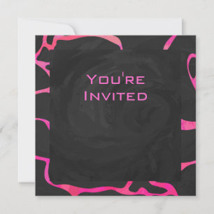 Invitation Giraffe rose chaude et noire