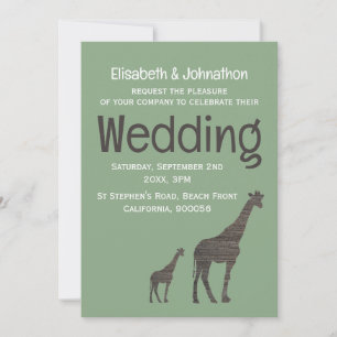 Invitation Giraffe Safari d'argile, Mariage rustique