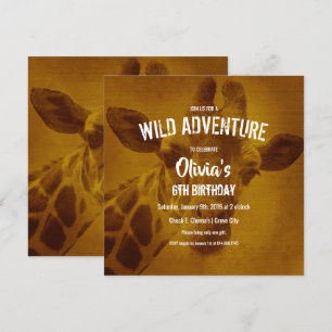 Invitation Giraffe Safari fête d'anniversaire