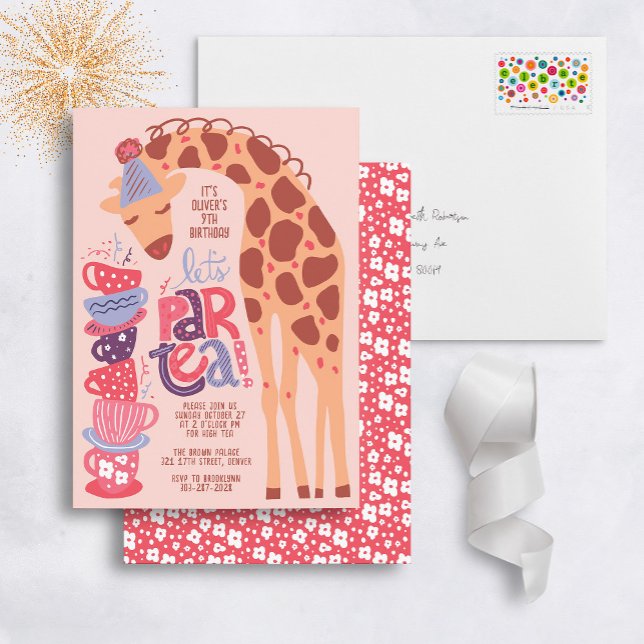 Invitation Giraffe Tea Party Anniversaire de enfant Party Inv (Créateur téléchargé)