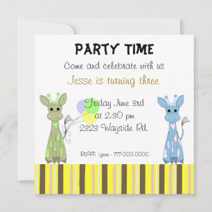 Invitation Giraffes de Whimsical fête d'anniversaire
