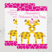Giraffes sucrées en amour Pink Kids Valentines Par