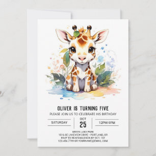 Invitation Giraffe's Whimsical Safari anniversaire