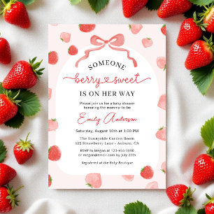 Invitation Girl Berry Sweet Bow En vichy Baby shower