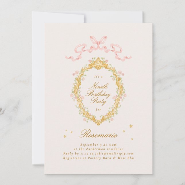 Invitation Girl Fairytale Princess Bow Pink Birthday Party (Devant)