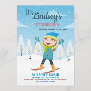 Invitation Girl on Skis