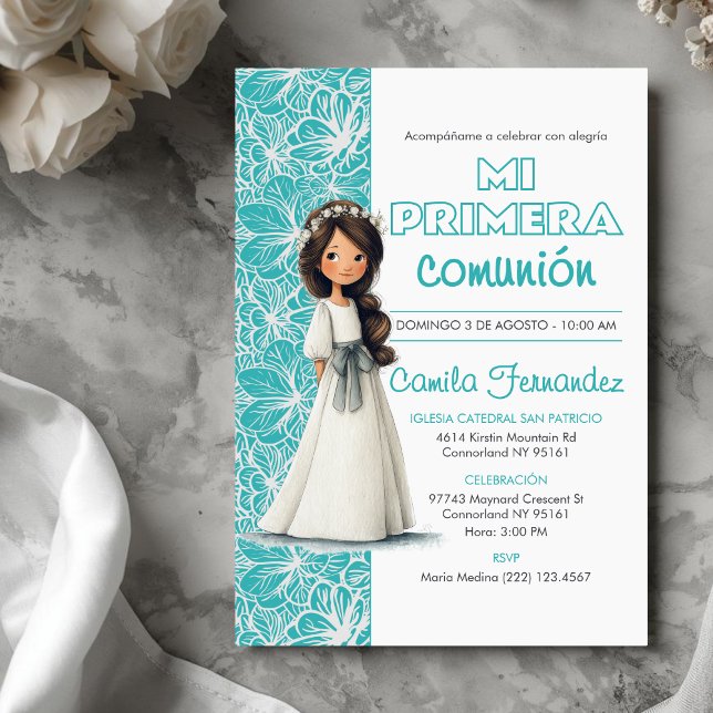 Invitation Girl’s First Communion Cute Catholic Religious (Créateur téléchargé)