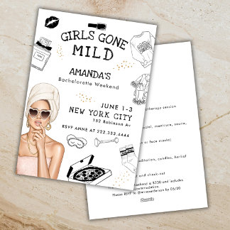 Invitation Girls Gone Mild Bachelorette Weekend Spa Itinerary
