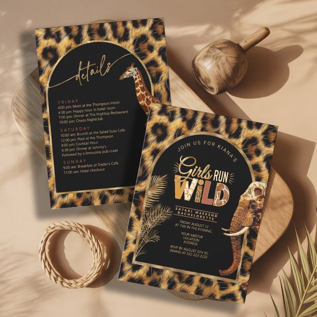 Invitation Girls Run Wild Safari Bachelorette Weekend ID1148 (Créateur téléchargé)