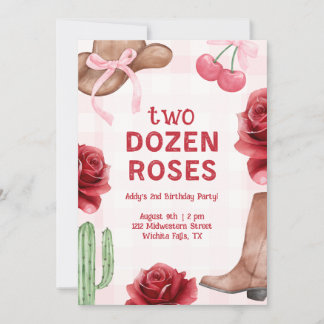 Invitation Girl's Two Dozen Roses Western Birthday