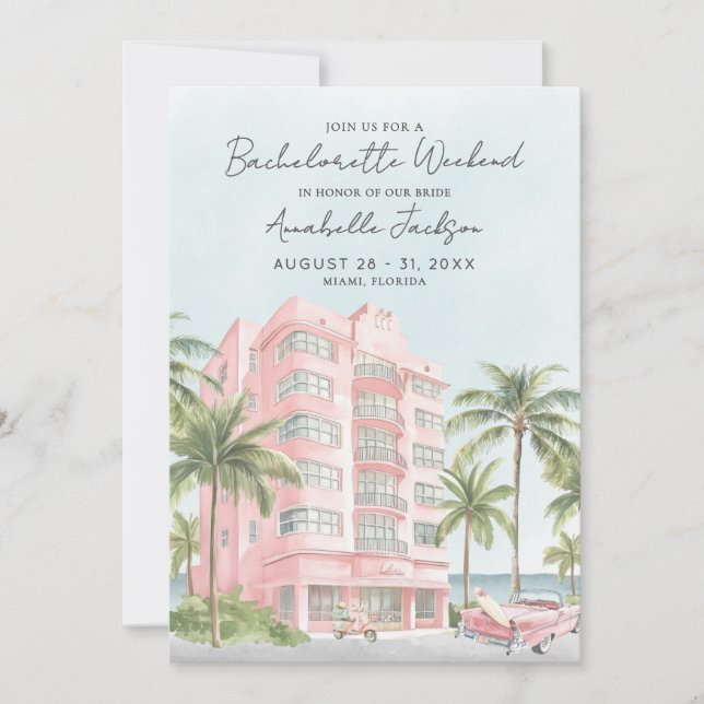 Invitation Girls Weekend Miami Beach Bachelorette Party (Devant)
