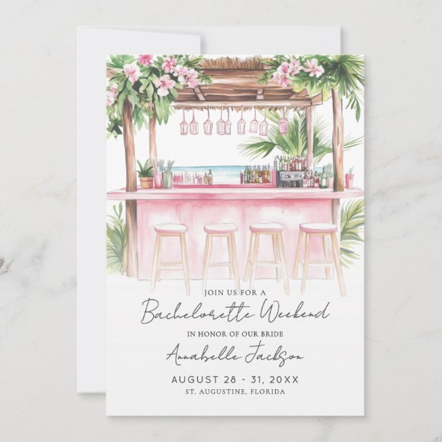 Invitation Girls Weekend Watercolor Beach Bachelorette Party (Devant)