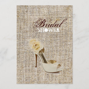 Invitation Girly Chic Rustic Country burlap nuptiale douche