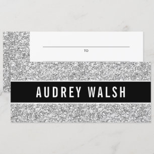 Invitation Girly Chic Silver Sequin Black Cadeau Certificat