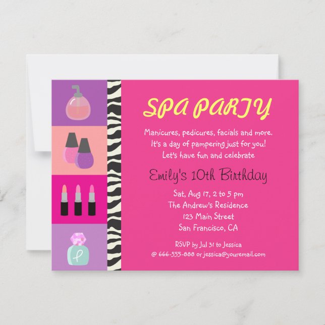Invitation Girly colorée de fête d'anniversaire de (Devant)