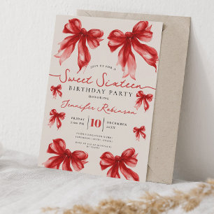 Invitation Girly Coquette Arc Rouge Anniversaire 16 Ans Fête