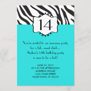 Invitation Girly d'anniversaire de zèbre