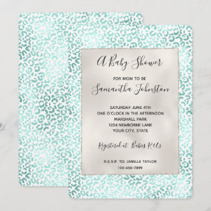 Invitation Girly Glam Mint Empreinte de léopard
