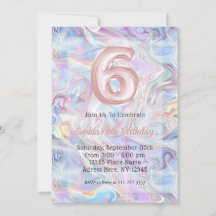 Girly Holographic Marble Swirl 6e anniversaire