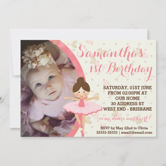 Invitation Girly Pink et Dreamy Ballerina (Devant)