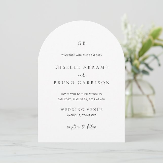 Invitation Giselle Classic Monogramme Mariage élégant (Debout devant)