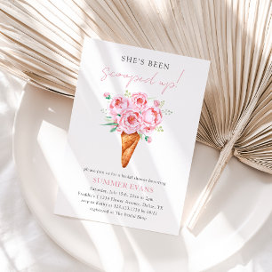 Invitation Glace à la Crème Florale Rose pour une Baby Shower
