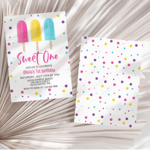 Invitation Glace Arc-en-ciel Sucette Douce Première Année 1er