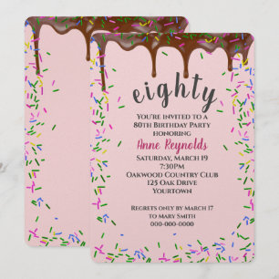 Invitation Glace au chocolat avec arrosage pour 80e anniversa