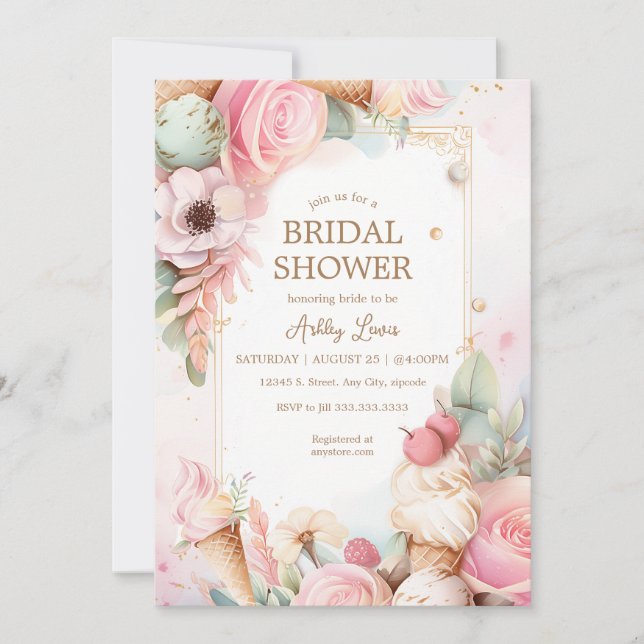 Invitation Glace cônes de glace floraux (Devant)