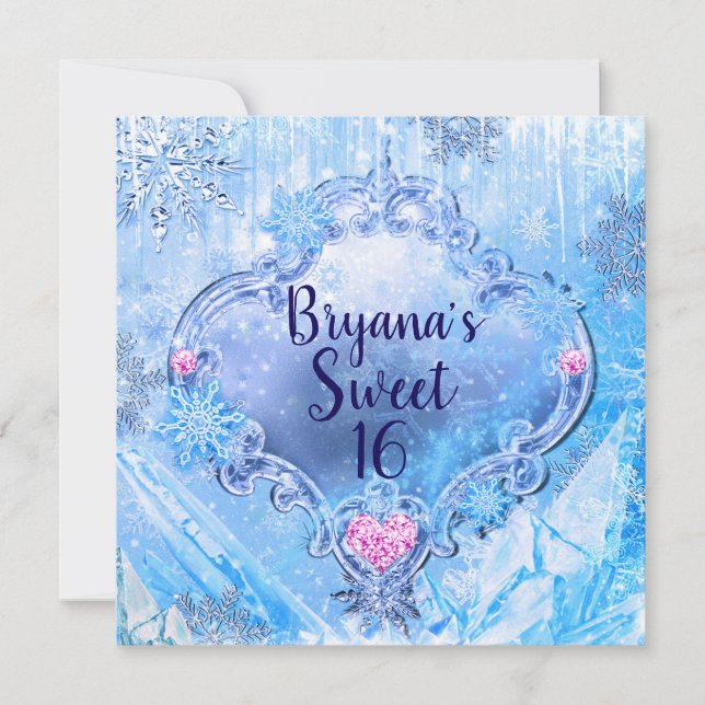 Invitation Glace congelée et flocons de neige Winter Wonderla (Devant)