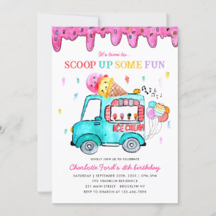 Invitation Glace Cream Ramassez Fun Camion Anniversaire de en