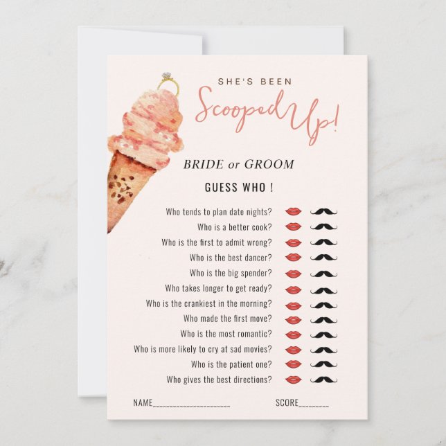 Invitation Glace Cream Scoopup Guess Who Fête des mariées jeu (Devant)