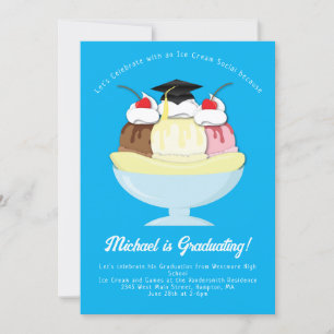 Invitation Glace Cream Social Sundae Graduation Party