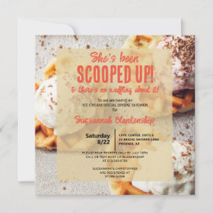 Invitation Glace Crème Scoopée Gaufre en forme de cœur