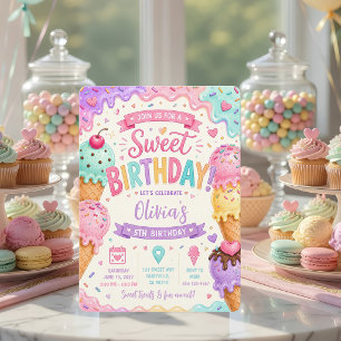 Invitation Glace d'anniversaire douce