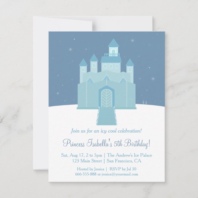 Invitation Glace d'hiver Froid Palace Princess Anniversaire (Devant)