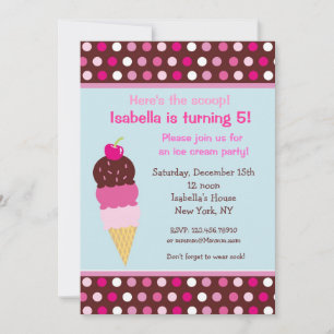 Invitation Glace d'invitations d'anniversaire de partie de