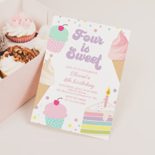 Invitation Glace et Gâteau 4e Anniversaire