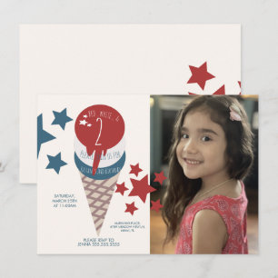 Invitation Glace étoilée pour un anniversaire le 4 juillet
