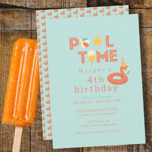 Invitation glace flamant rose d'été pour fête d'anniversaire 