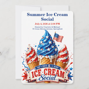 Invitation Glace patriotique sociale - Rouge Blanc et Bleu