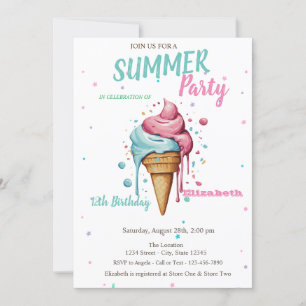 Invitation Glace qui coule Anniversaire d'été