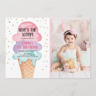 Invitation Glace Social Voici la Scoop Confettis Roses