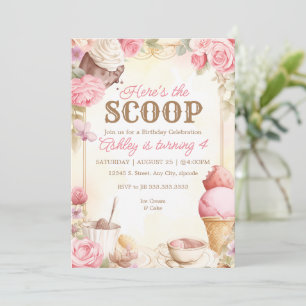Invitation Glace vintage pour fête glace rose
