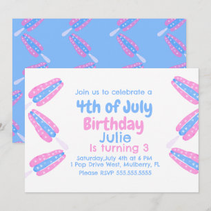 Invitation glacée au aquarelle du 4 juillet